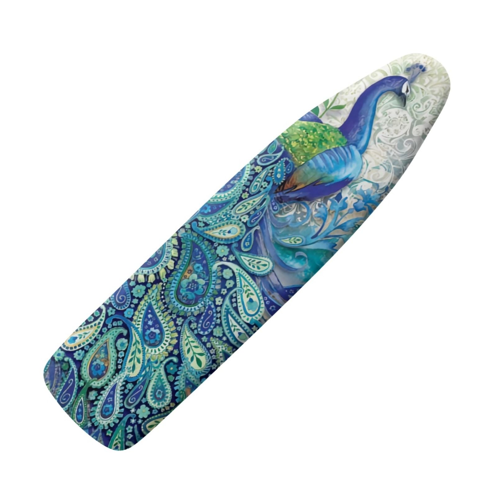 LJMKZJN Peacock Ironing Board Cover, Suitable for All Standard Ironing Boards, 4-Layer Extra-Thick Pad, Elastic Band, Iron Resistance and Heat Reflection (55