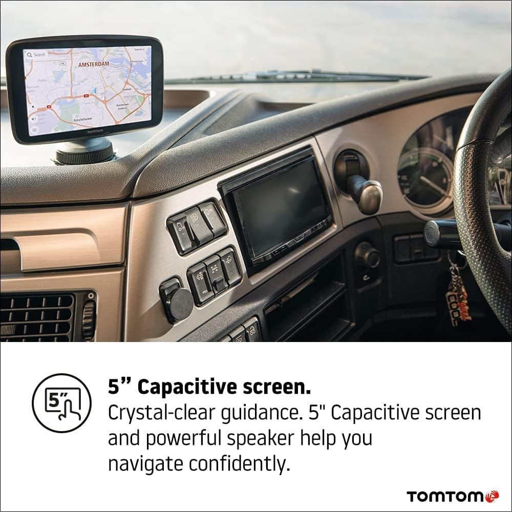 tomtom truck sat nav go expert 5 inch capacitive screen with custom large vehicle routing and pois tomtom traffic world maps live restriction war