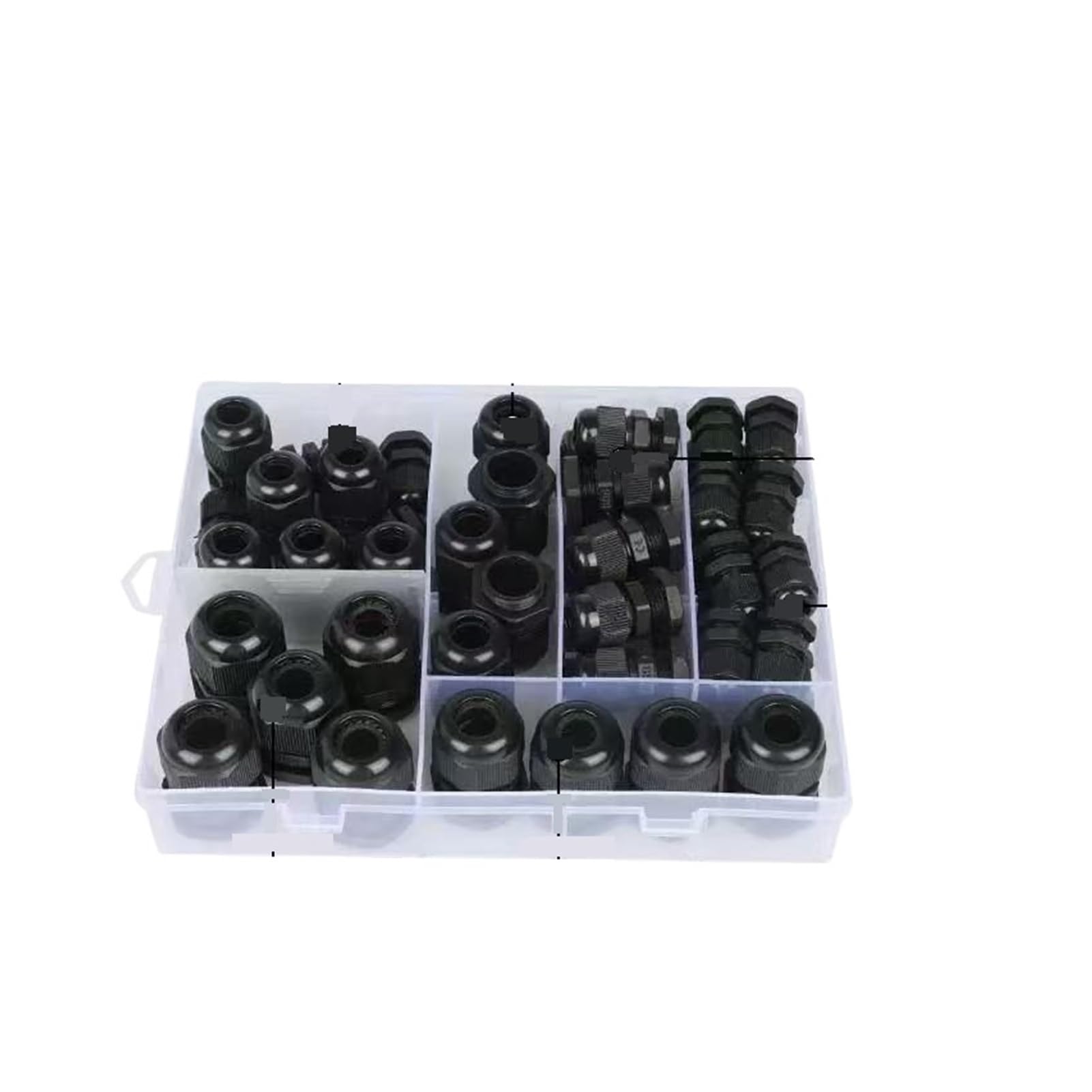 Zestaw dławików kablowych regulowanych od 3 do 21 mm, złącze z nakrętką zabezpieczającą, IP68, wodoodporne, M12, M16, M20, M25 i M32, nylonowe i plastikowe złącze (PG-WH)