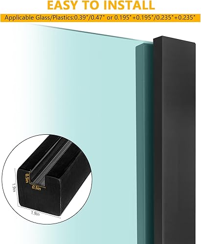 Miniatura 3 de VoTwoofv Poste de extremo de barandilla de vidrio de 35.8 pulgadas, poste de barandilla de vidrio de acero inoxidable 304 con ranuras para espiga