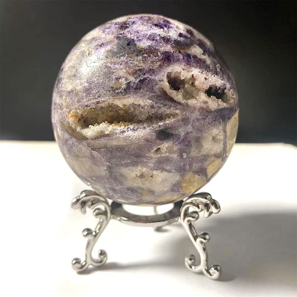 RALDMOV Natural Sphalerite Geode Sphere Quartz Healing Stone Sphalerite Crystals Ball Specimen + 1PC Base