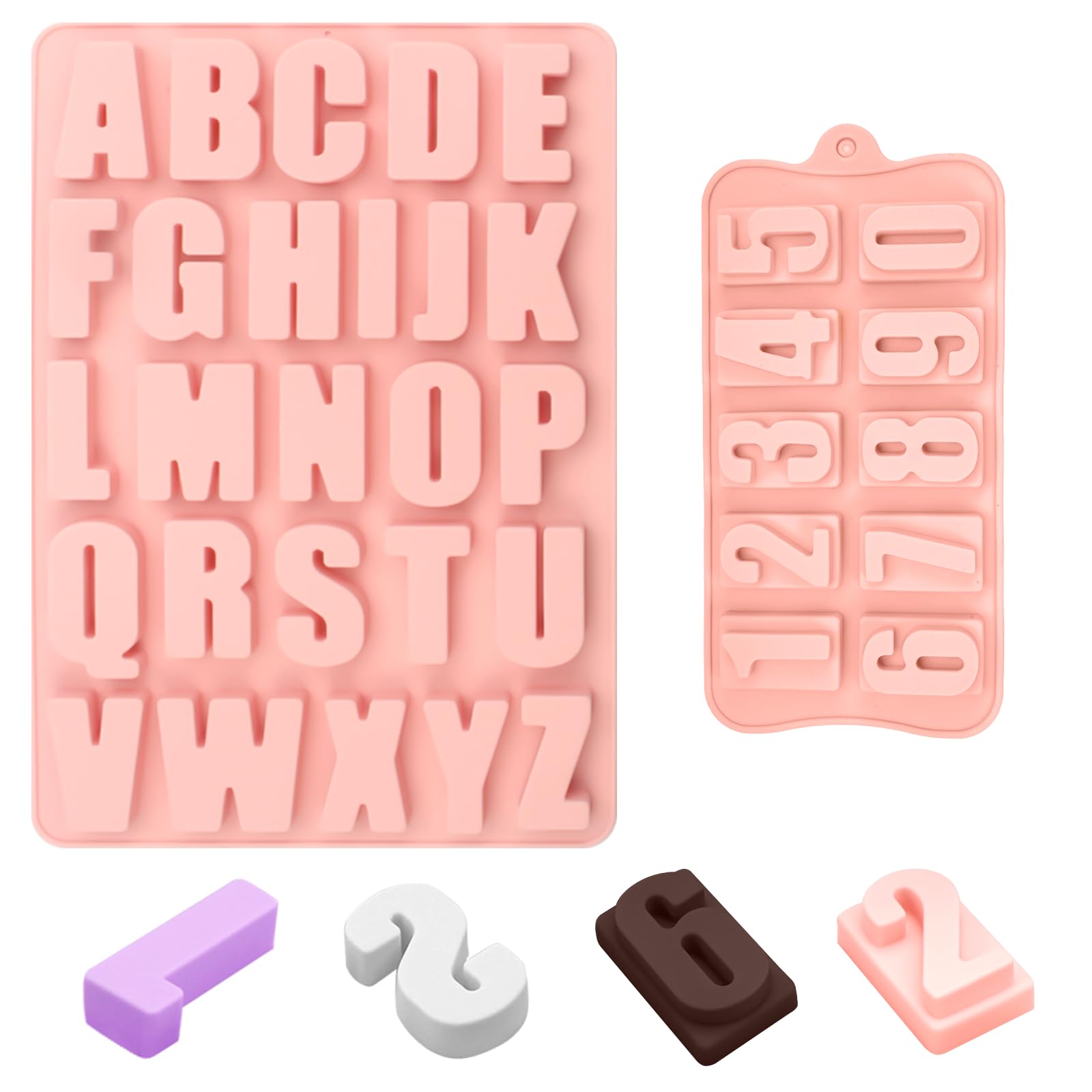 Stampo Silicone Lettere A-Z - Riutilizzabile, Per Torte, Cioccolato, Gelatina, Dimensioni 15.8x14cm, Rosa - Foto 9