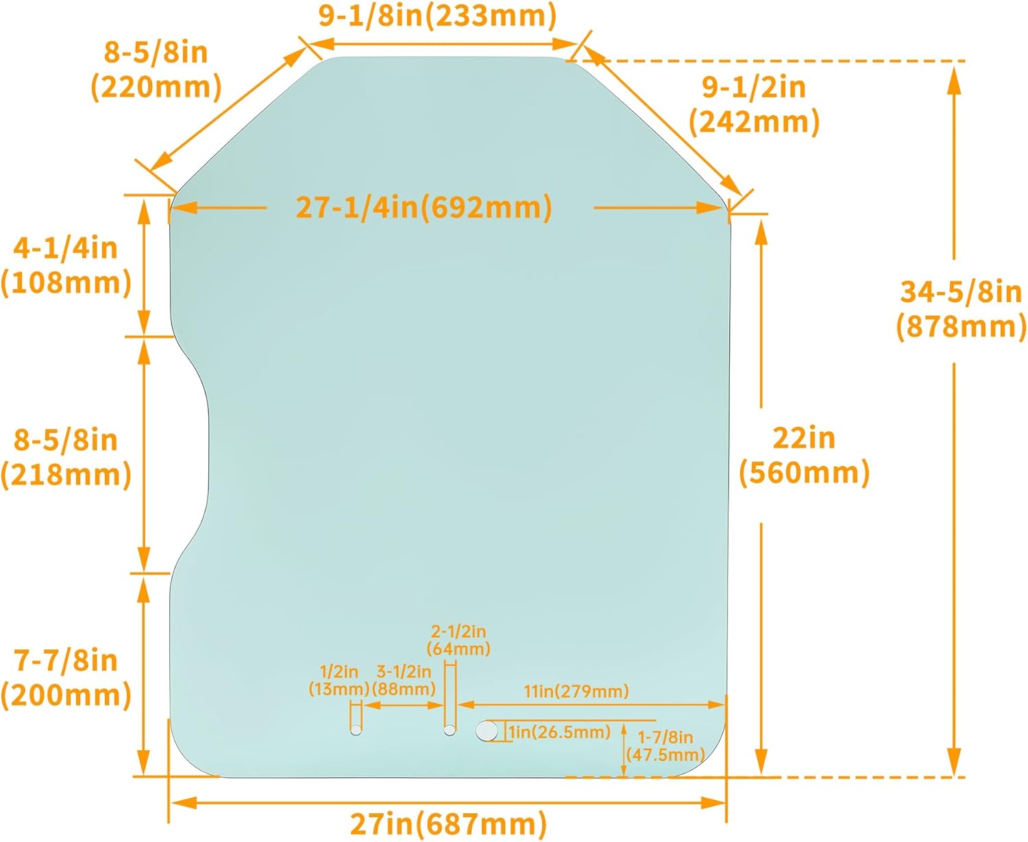 HECASA Cab Door Glass Compatible with Bobcat S175 S185 S220 S250 S300 A220 A300 T110 T140 T180 T190 T200 T250 T300 T320 Tinted Skid Steer Front Windshield Window Replacement for 6729776 6717360