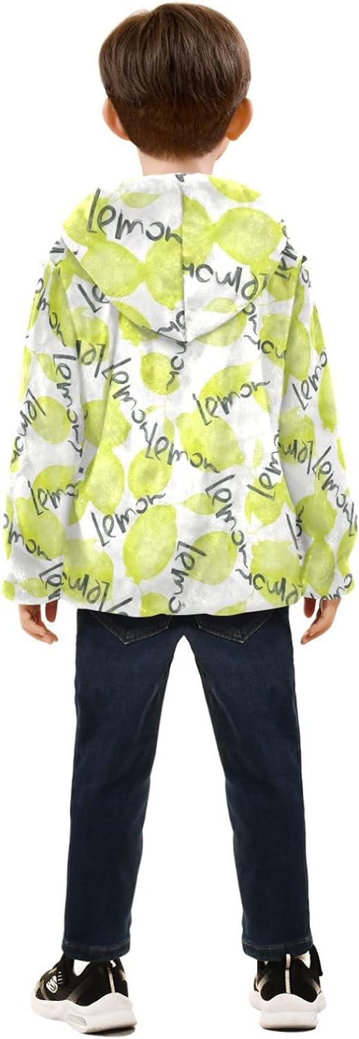 Lemon Pattern Boys Fleece Jacket Children Coat Navy Blue Trendy Baby Boys Clothes
