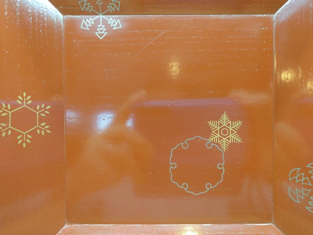 送料込【逢絢亭】茶道具 菓子器 竹張四方盆 雪花蒔絵 表千家流書付