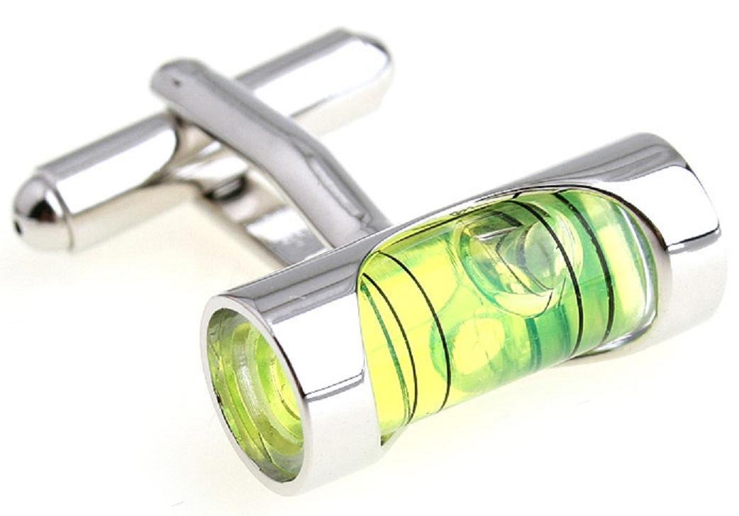 MRCUFFLevel Green Liquid Construction Pair Cufflinks in a Presentation Gift Box & Polishing Cloth