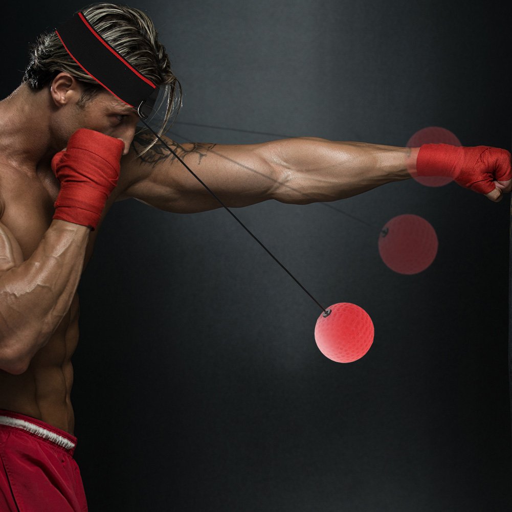 Bokserska piłka na głowę, Punch Speed ​​Headband Ball Gumowa piłka uderzeniowa z opaską, sznurek (czarny pałąk)