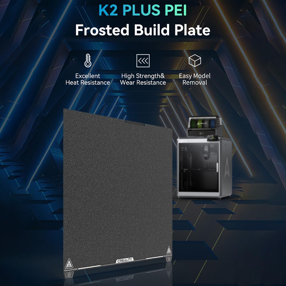 K2 PLUS Piastra di Costruzione PEI Satinata Piastrezza Ad Altissima Adesione Modelli di Facile Rimozione per PC PLA ABS TPU - 370x370mm, Appassionati Fai da Te
