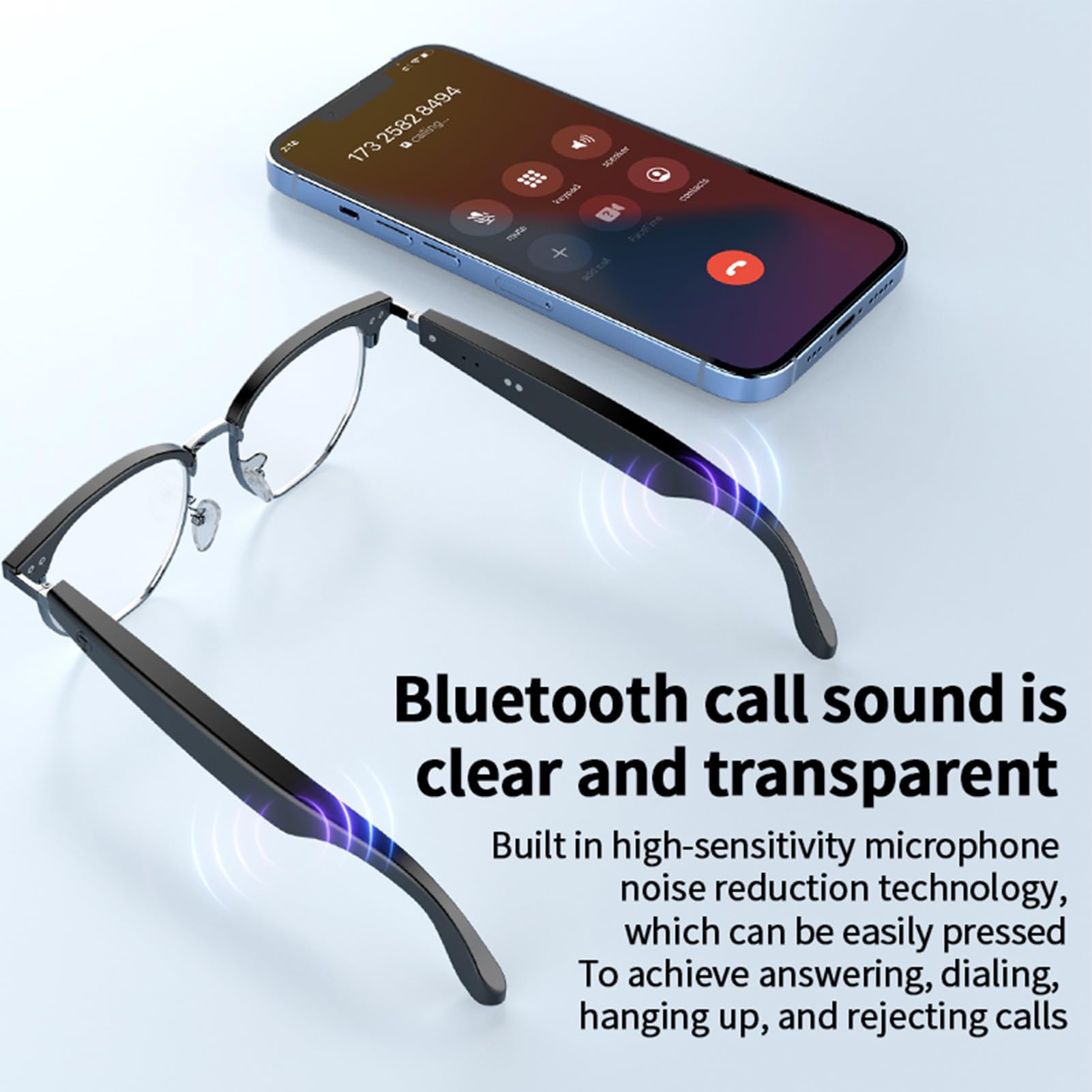 Occhiali Intelligenti per Uomo e Donna, Prevengono la Luce Blu Occhiali Intelligenti BT 5.4 con Altoparlante e Microfono e Controllo Vocale per la Guida Musicale All'aperto