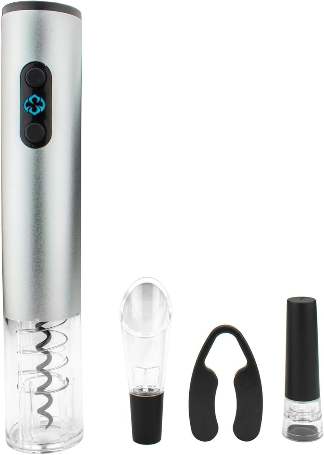 Electric Wine Bottle Opener with Foil Cutter, Vacuum Stopper, and Aerator Pourer