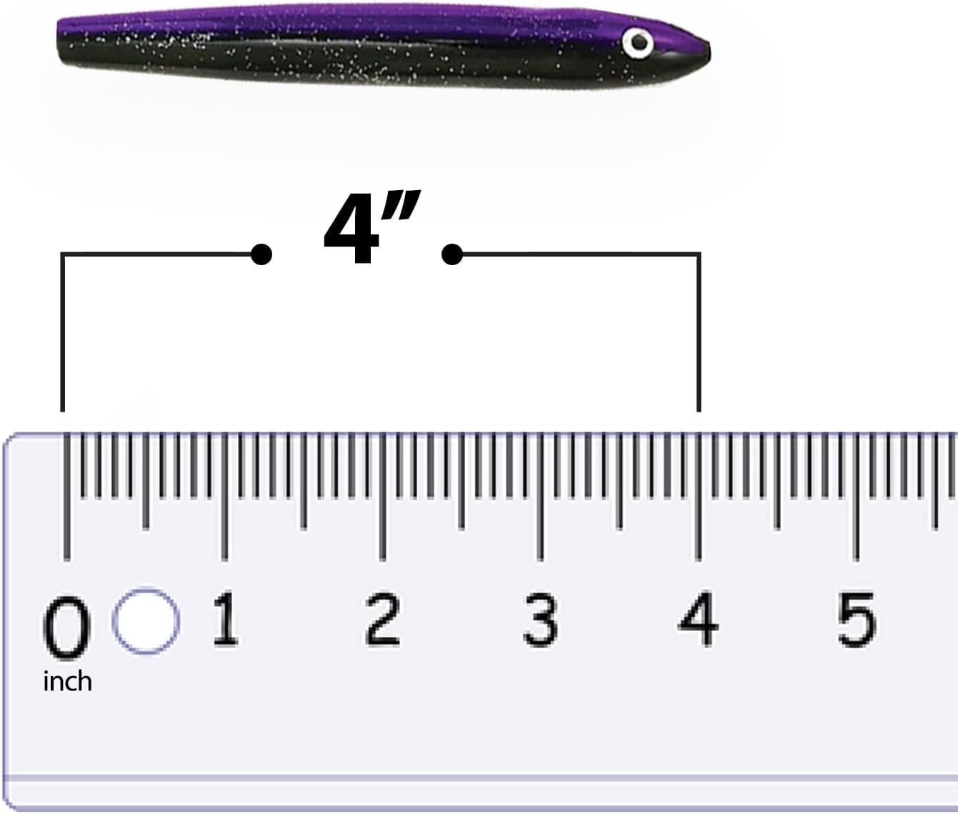 4" Cedar Plug Tuna Fishing Lures, 6 Pcs Purple/Black Unrigged, for Offshore Fishing, Includes Lure Bag, Ideal Saltwater Gear for Tuna Trolling