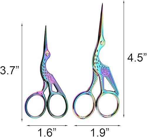 Miniatura 5 de Tijeras de coser con forma de cigüeña, vintage, de acero inoxidable, tijeras de costura afiladas para bordado, costura, manualidades, trabajo de