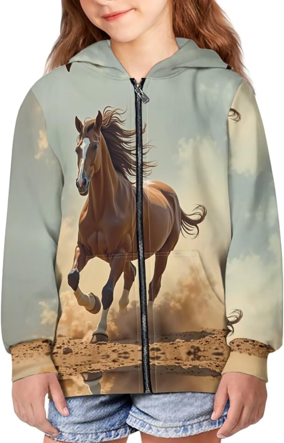 Coloranimal キッズ服 フルジップアップパーカー スウェットシャツ 女の子と男の子用 アクティブパーカー 対象年齢6-16