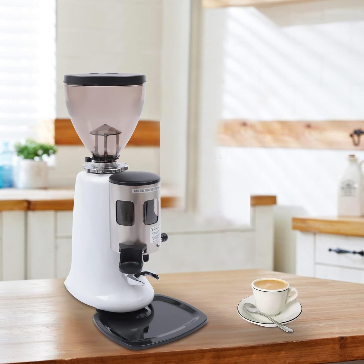 110V 350W Commercial Coffee Grinder Heavy Duty Cast Aluminum Body 60HZ 1400RPM, Electric Semi-auto Burr Mill Coffee Makers Coffee Grinder Machine Adjust the Thickness