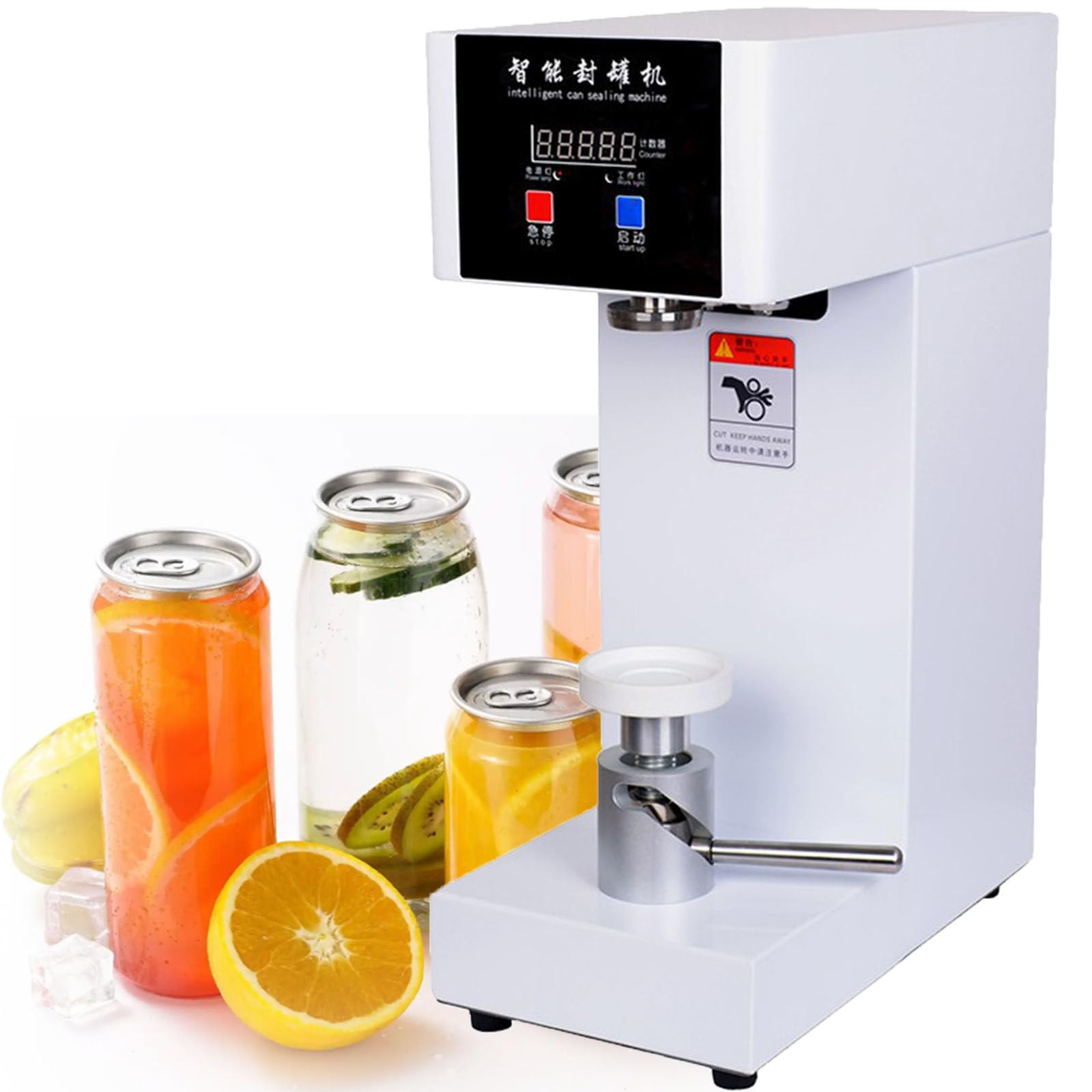 ASerZenith Commercial Electric Cup Sealer Machine For Tea, Soda, Beer Canning, Height Adjustable, Intelligent Sealing Solution For Beverage Packaging,White