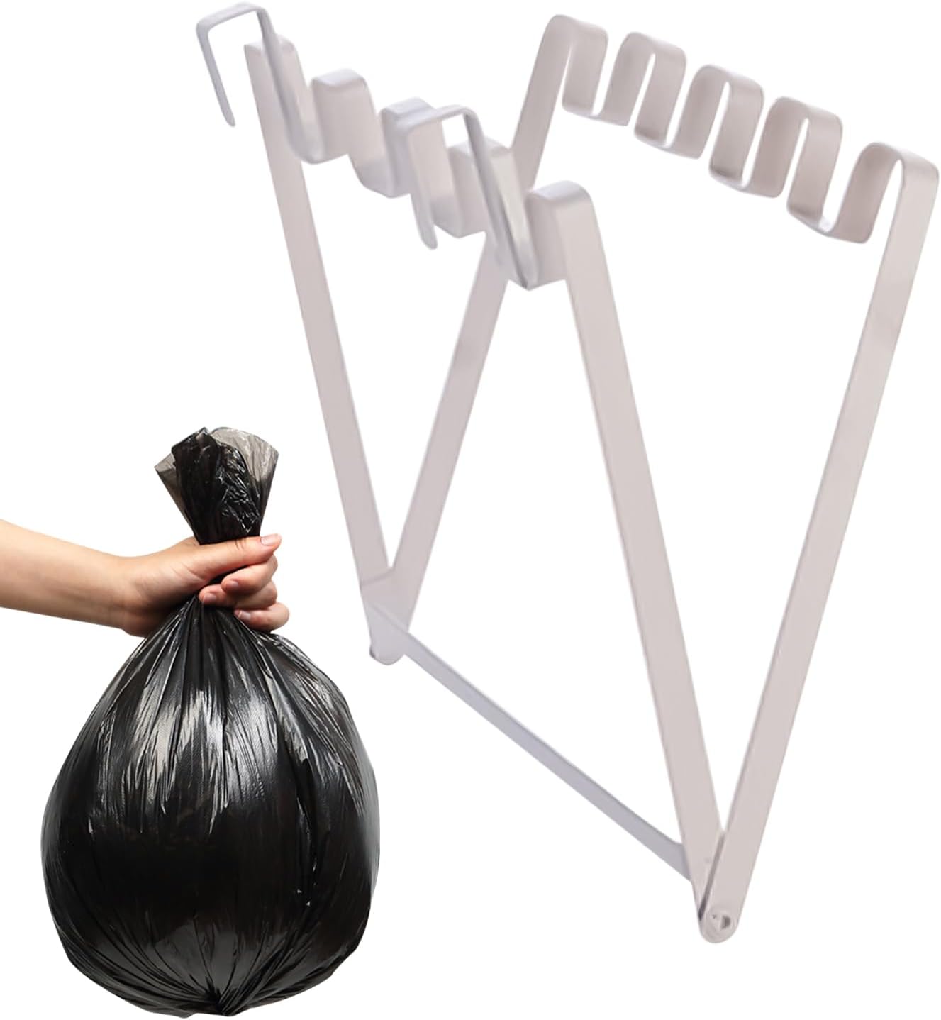 Cabinet Trash Bag Holder – Folding Metal Wire Small Garbage Container, Portable Compost Bin, Punch-Free Sink Trash Can For Food Waste Cabinet Bathroom Countertop Recycling Home Use