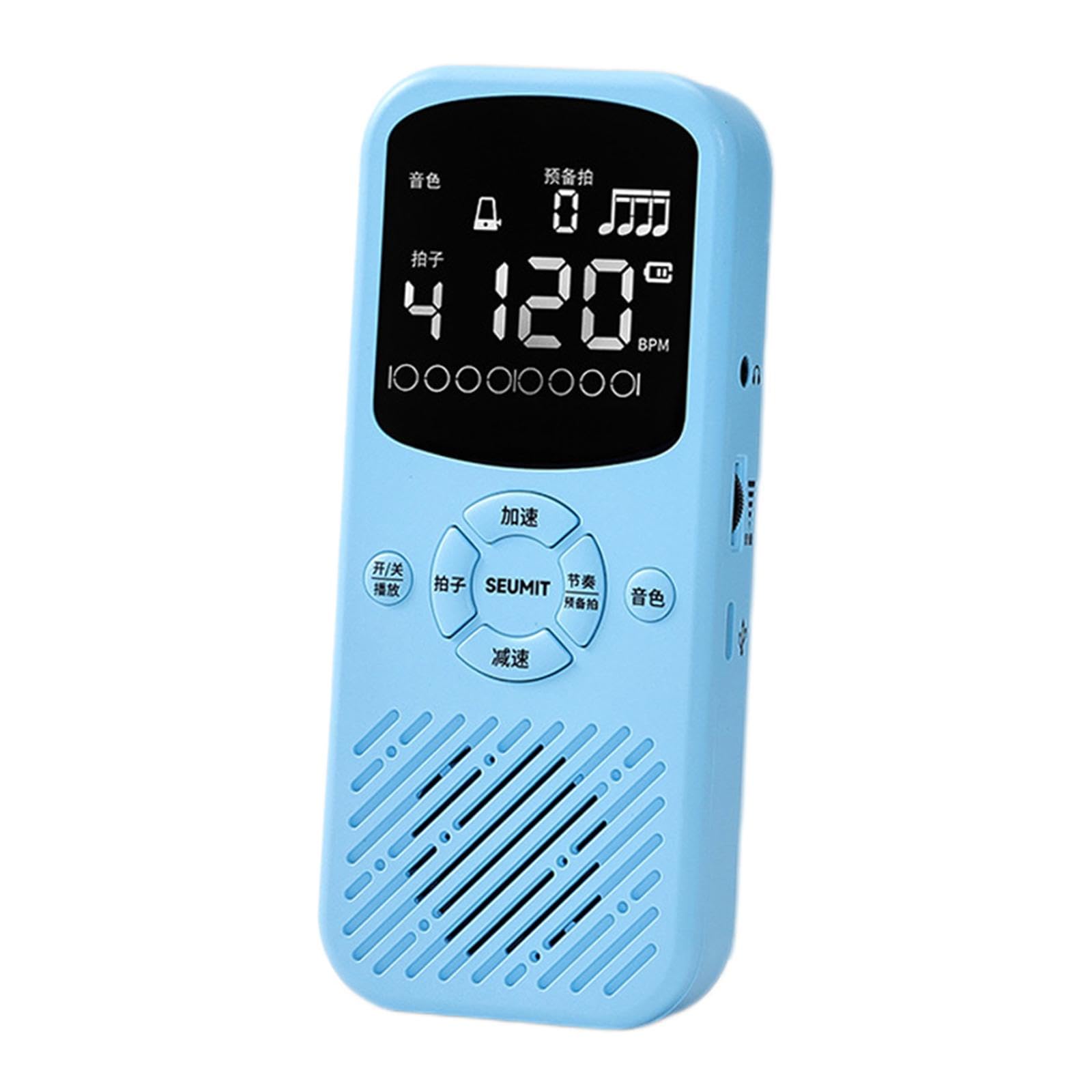 Metrónomo Electrónico Digital con Pantalla de Alta Definición, Volumen Ajustable, Múltiples Efectos de Sonido, Soporte Plegable, Ideal para Pianistas, Azul