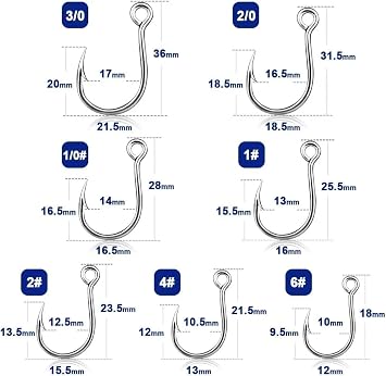 9KM DWLIFE 25Pcs Inline Single Hooks Replacement Fish Hooks for Lures Bait