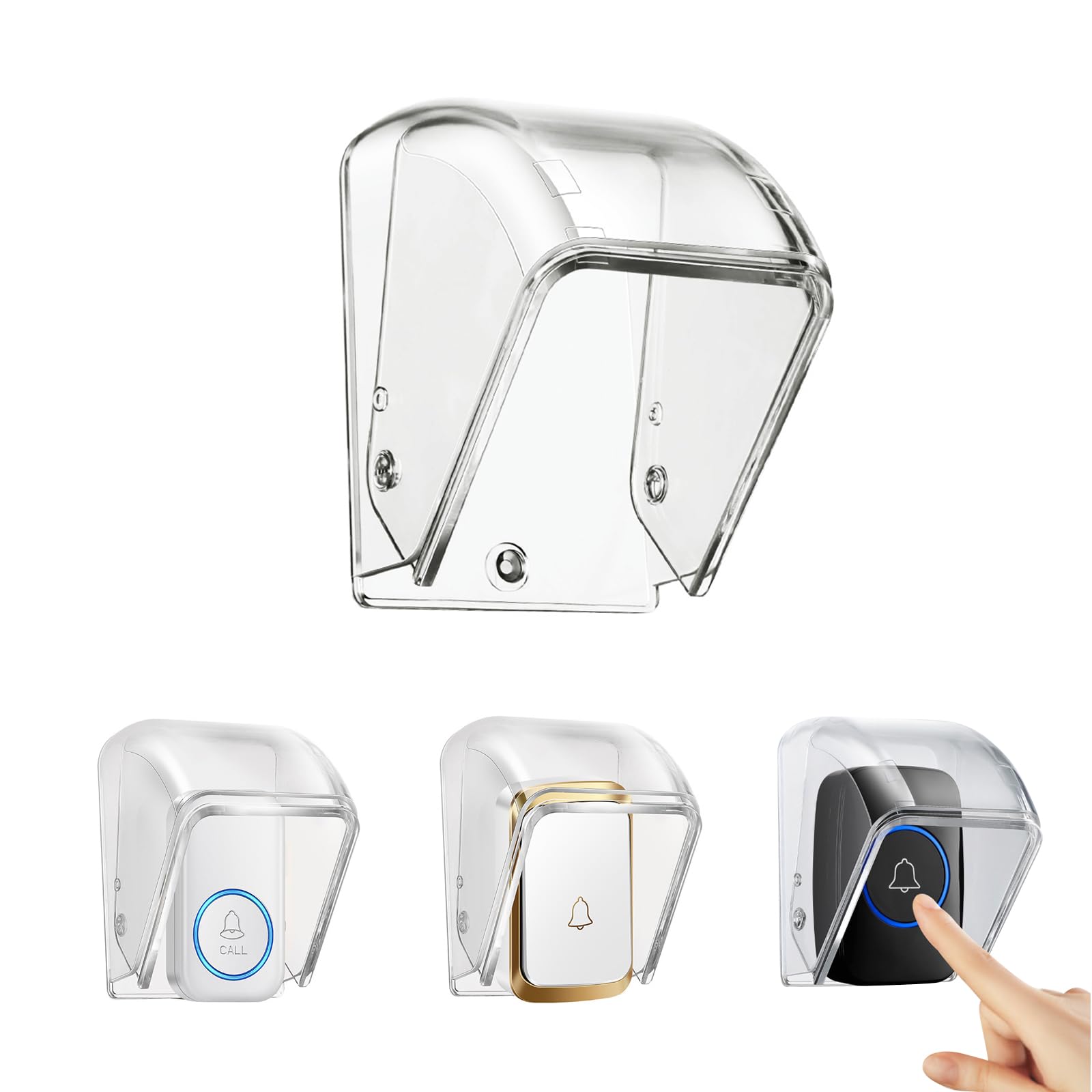 Doorbell Rain Cover, Flip-up wodoszczelna osłona z tworzywa sztucznego, zestaw dzwonków do drzwi, łatwa instalacja, obudowa na dzwonek do drzwi, bezprzewodowy dzwonek do drzwi (9,7 x 6,4 x 6,4 cm)