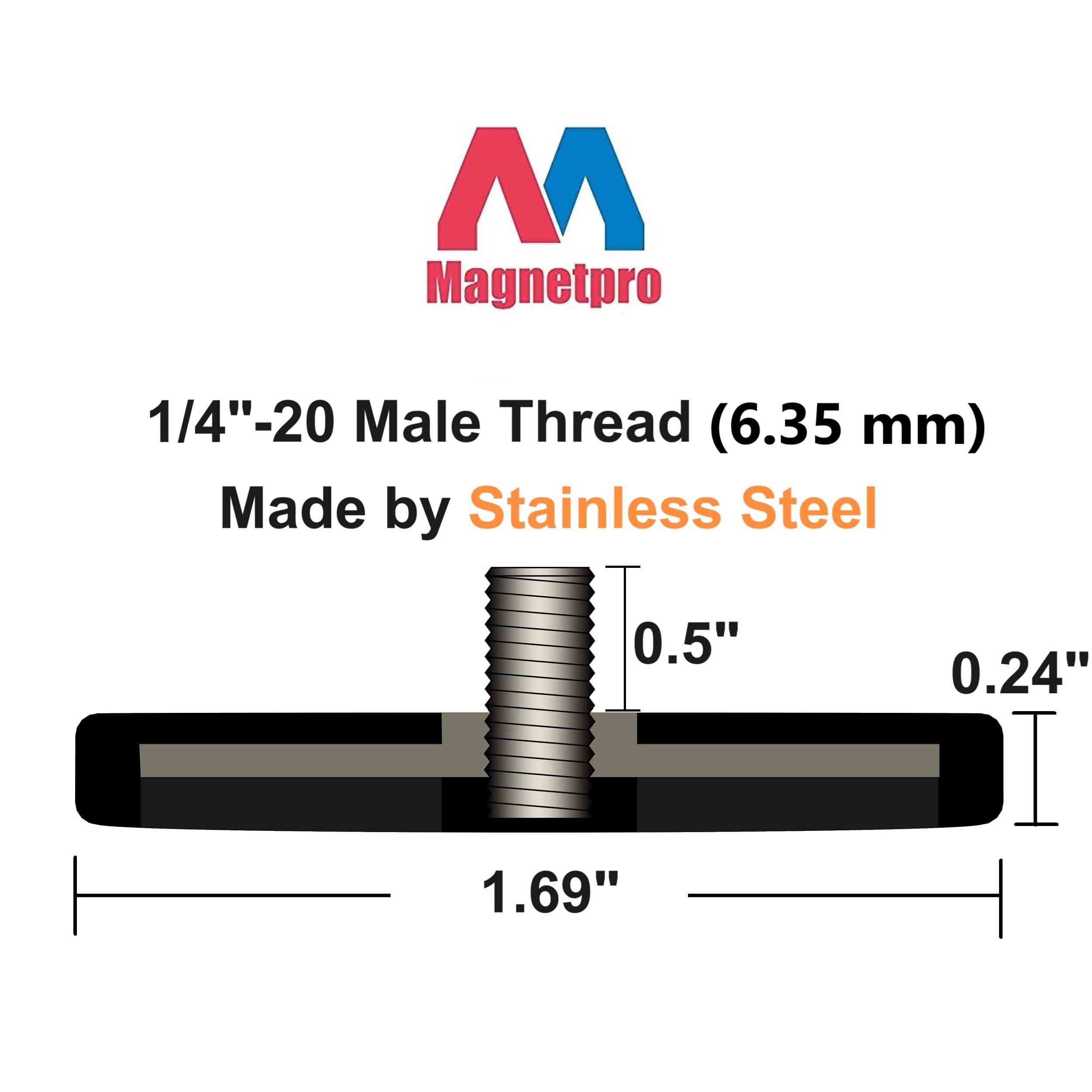 Condition photo showing New/Like New for magnetpro 4 pieces strong rubber coated mounting magnets anti-scratch & anti corrosion, over 30 lb adhesive power, with 1/4"-20 stainless steel male thread and nut for ptz, camera