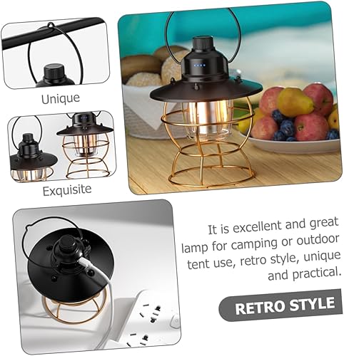 Miniatura 2 de 1 Unidades Retro Camping Linterna Portátil Linterna LED Vintage Camping Luz Camping Accesorio Linternas Camping Suministro de mano USB Linterna