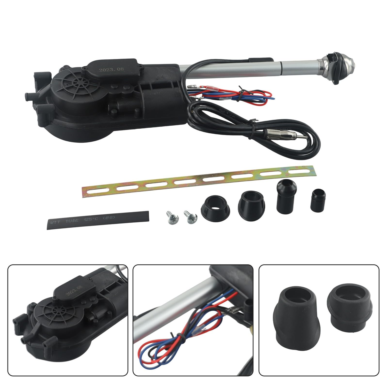 Kit de repuesto de antena de alimentación automática para Mercedes para Benz W140 W126 W124 W201, 75 cm, mástil de 5 secciones, antena eléctrica AM/FM con cable de 120 cm, compatible con modelos S