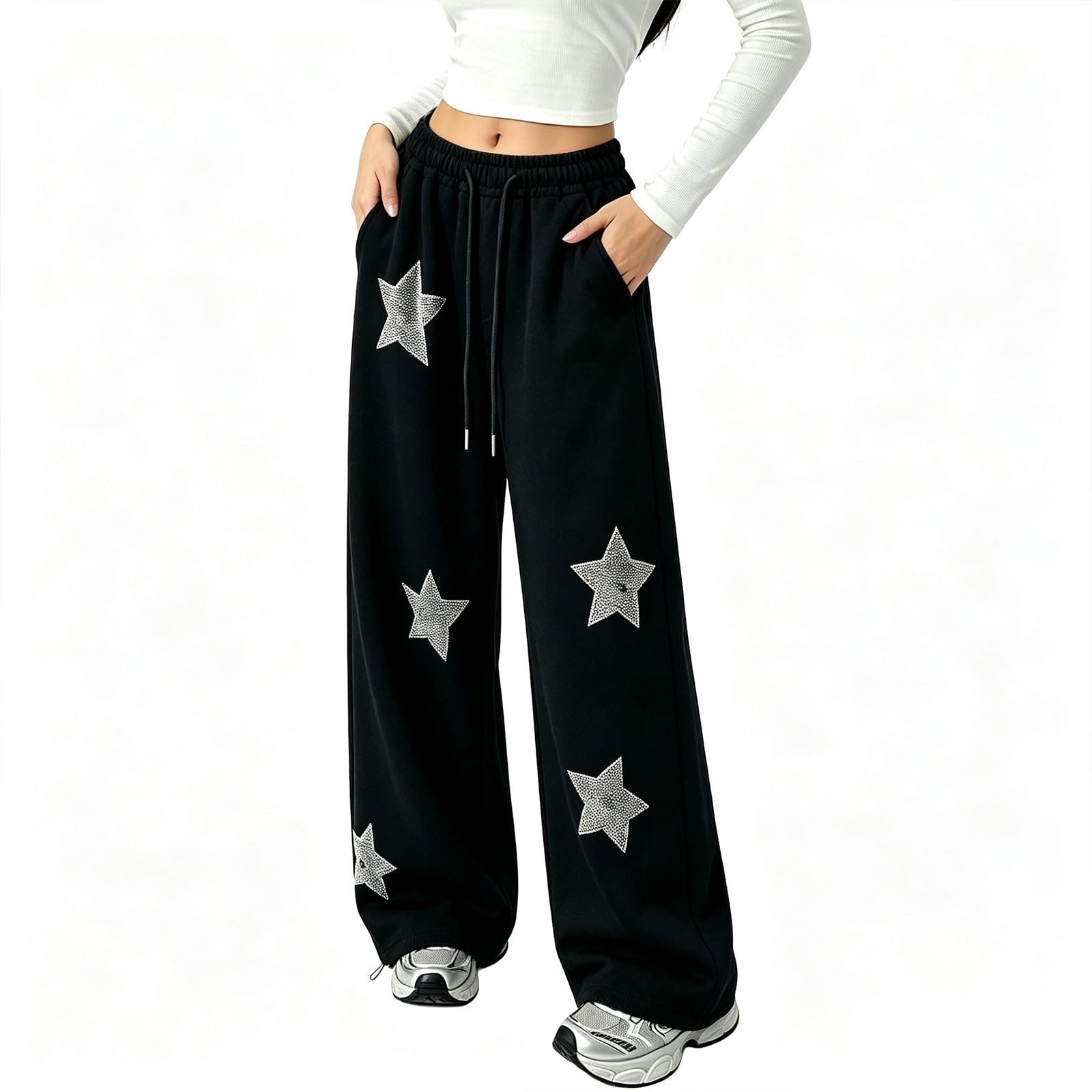 Ragazze Pantaloni della tuta Trendy Gamba Larga Pantaloni Casual