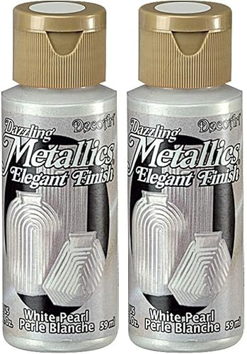 DecoArt - Pintura acrílica brillante de 2 onzas, Blanco perla, Paquete de 2