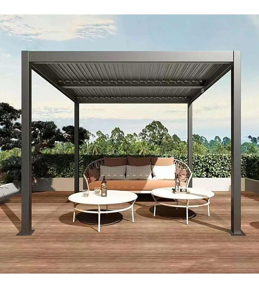 Verdelook Pergola Bioclimatica Atena 100 Alluminio Grigio - 3x4x2,5m