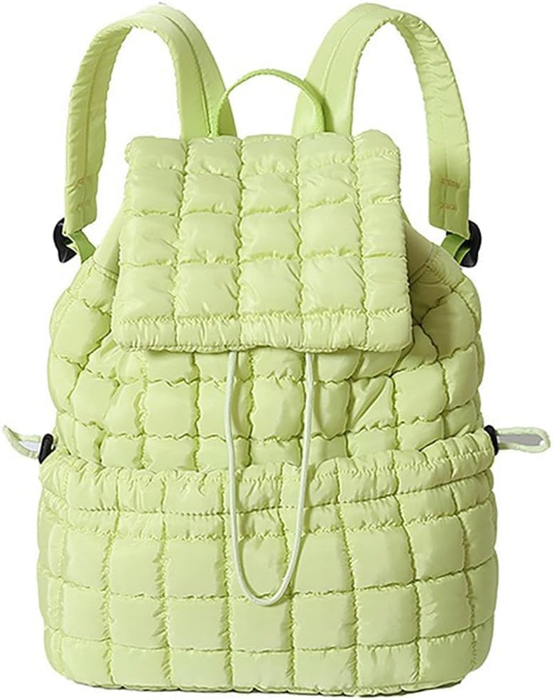 Image of MOCA Quilted Puffer Backpack for Women, Nylon Puffy Casual Girls Womens Backpack, Lightweight Hiking Gym Daypack Preppy Travel Bag with Adjustable Top Flap Drawstring
