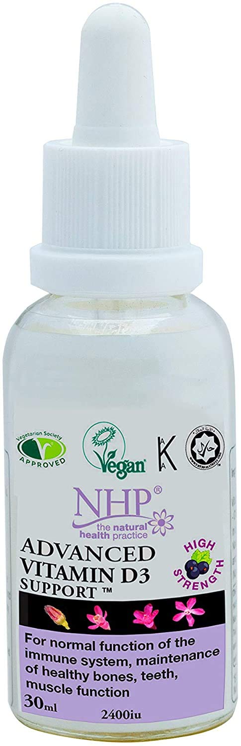NHP Advanced Vitamin D3 Support - Vegan Blackcurrant Liquid for Healthy Bones, Teeth & Immune System – 100% Active Ingredients, Free from Gluten, Dairy & Excipients – Easy-to-Take Supplement