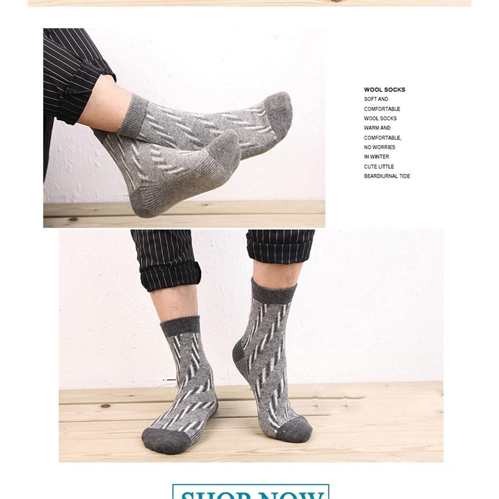 5 Pares/Lote Calcetines de Lana Hombres cálidos Invierno Cashmere Transpirable Casual Masculino de la Mano Regalo de cumpleaños (Color: un tamaño: un tamaño) (Color : A, Size : One Size)