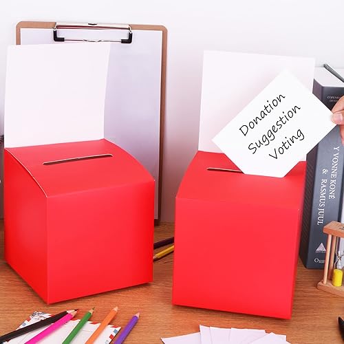 Miniatura 4 de Paquete de 12 cajas de donación para rifa para recaudación de fondos, caja de cartón con ranura para boletos y cabecera extraíble para coleccionar