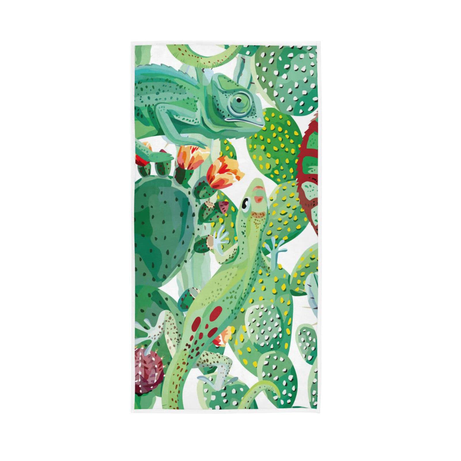 LSRCPD Hand Towels Tropical Chameleon Cactus Decor Fingertip Soft Face Towel Absorbent Bathroom Kitchen Towels