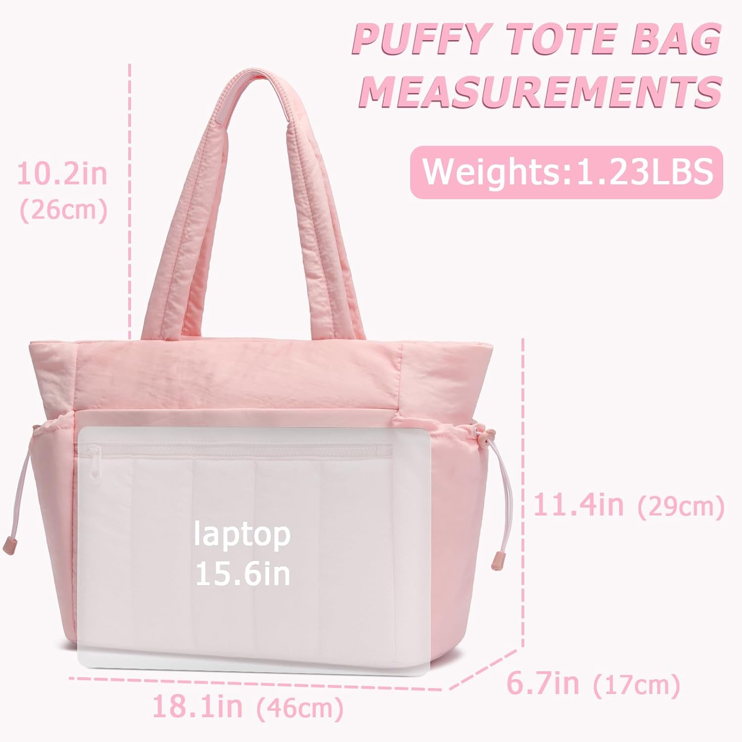 Tote Bag for Women, Lightweight Puffer Tote Bag with Compartments, Quilted Shoulder Bag Handbag with Zipper for Work - Image 6