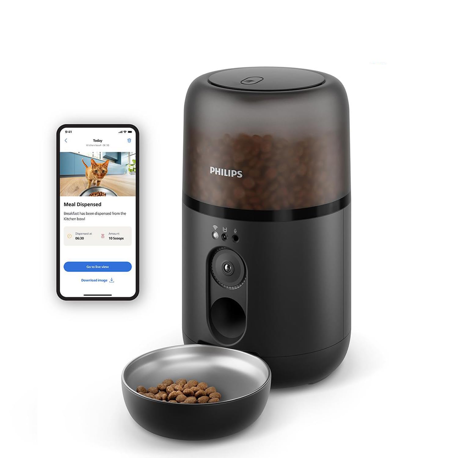 Philips 5000 Serisi Kameralı Akıllı Mama Kabı, Öğün Programlama, Kolay Temizlik, Taze Mama, Uygulama ile Bağlantı, 4.5L Kapasite (PAW5320/02)