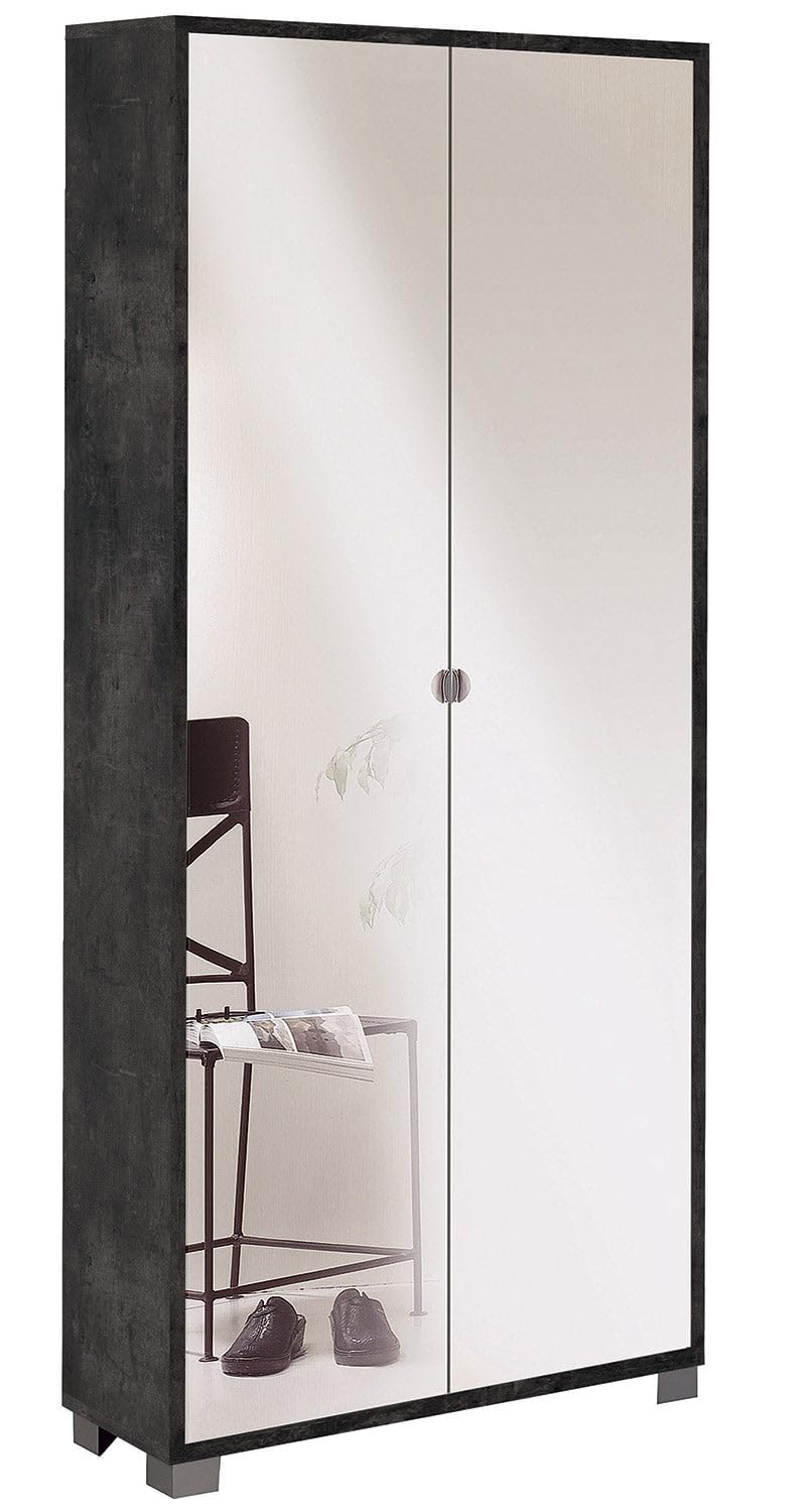 Bonussi Armadio Multiuso 2 Ante con Specchio 83x190x29 cm Ossido Nero