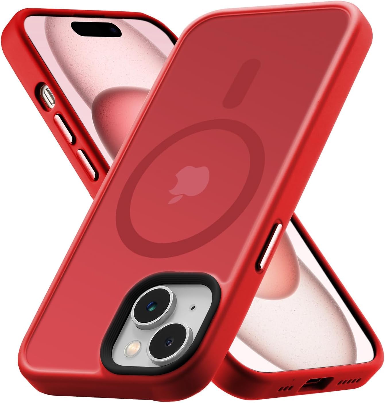 for iPhone 15 case Fits MagSafe 10FT Drop Resistant Matte Skin Feeling Shockproof Back Cover Fits iPhone 15 Phone Cases, Red