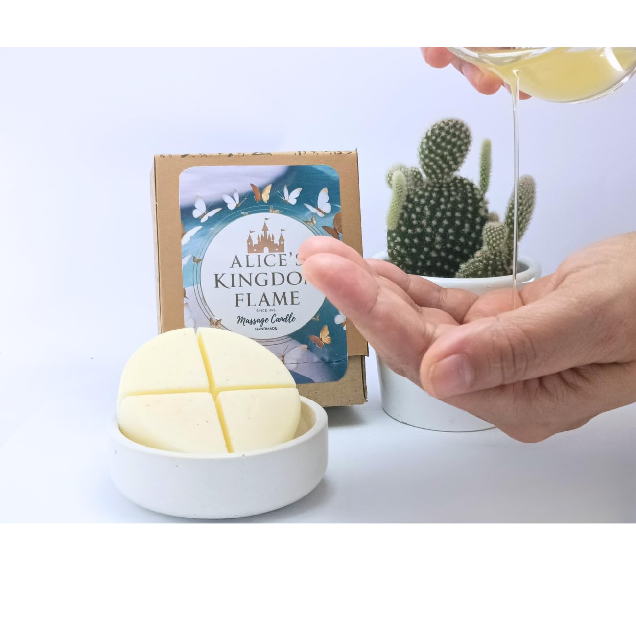 Alice's Kingdom Flame Massage Wax (Cera de Masaje candle) -Coconut & Citrus, Vanilla, Passion Fruit, Deep Seduction, 40g + 5ml Aceite de Almendra (Coco & Citrus)