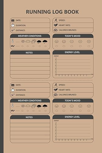 Running Log Book: Daily Running Journal Log To Record Training, Track Distance, Speed, Duration, Heart Rate, Weather, Time and Goals, and More ( 6x9 Inch, 110 Pages )