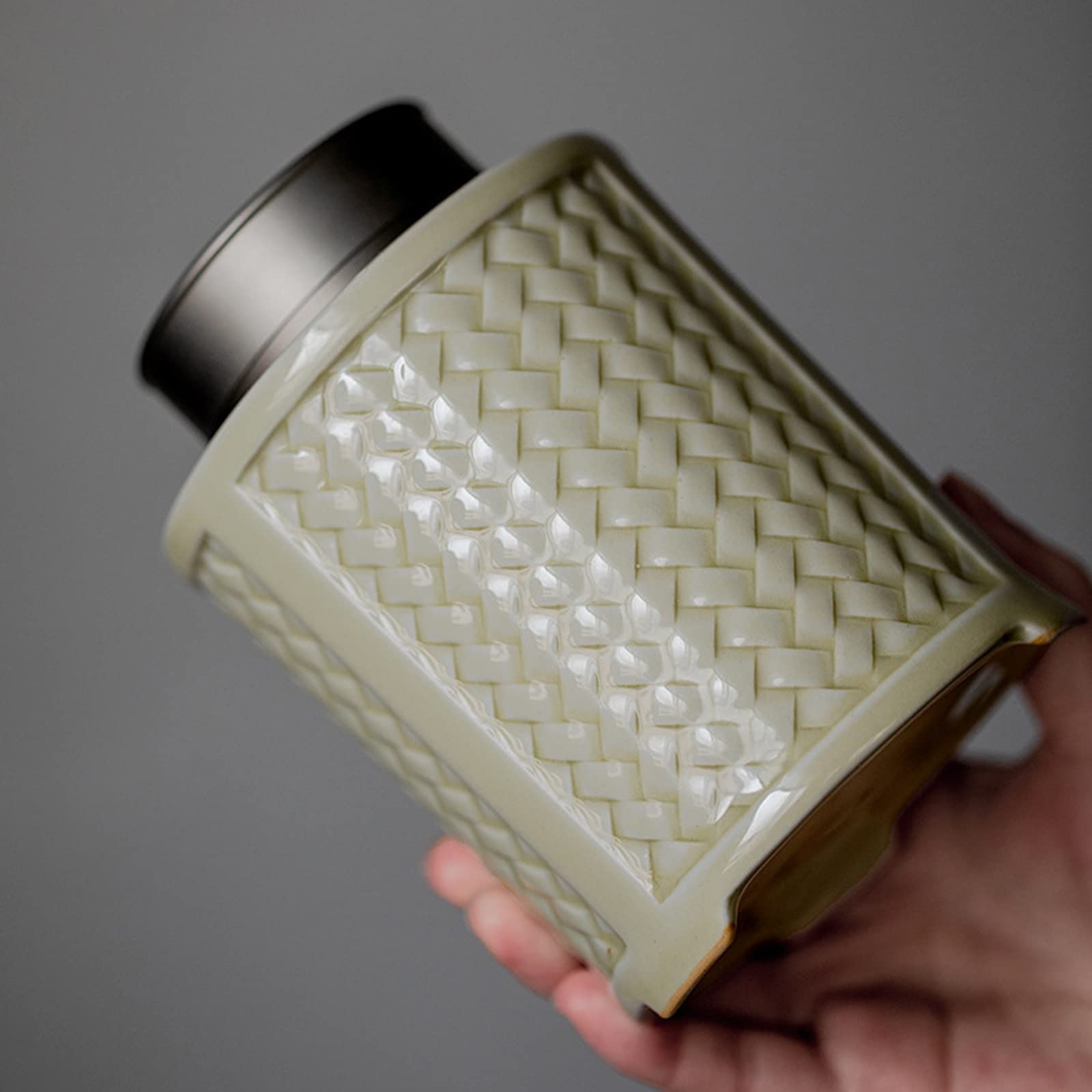 Pojemnik na kawę z pokrywką Ceramiczna puszka na herbatę, pojemnik, puszki do przechowywania herbaty, słoik z podwójnymi szczelnymi pokrywkami, 550 ml Puszki na herbatę