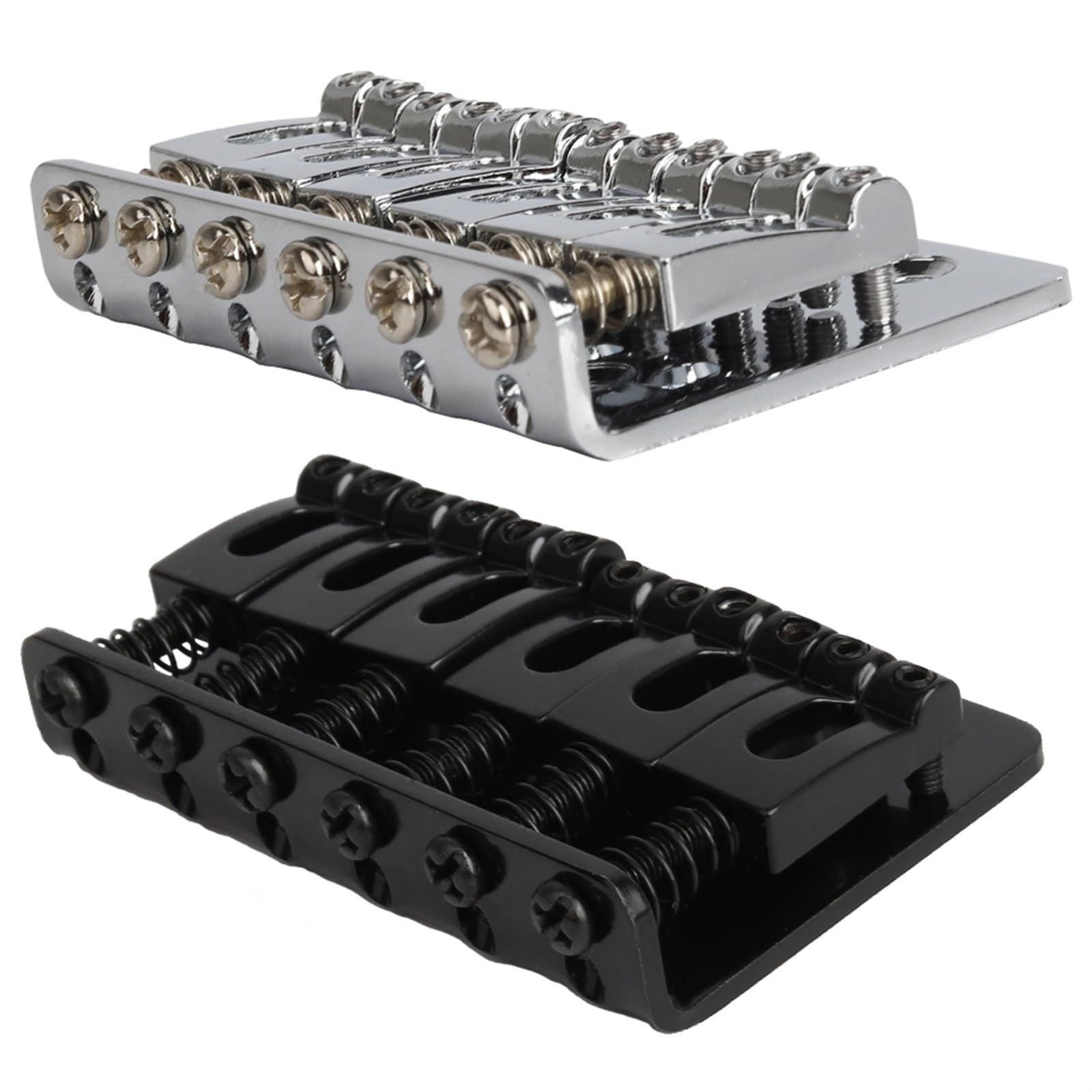 Juego De Puente Para Guitarra Eléctrica Puente De Silla De Montar Rígido, Pieza Trasera De Guitarra De Carga Superior Para Accesorio De Guitarra Eléctrica, Cromado Y Negro (Color : Black)