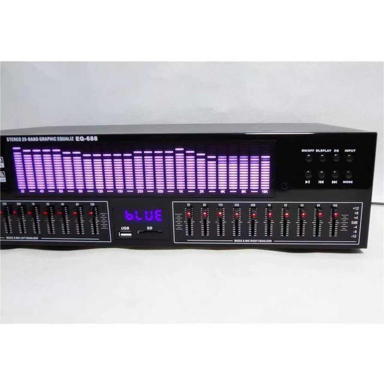 Equalizzatore Grafico Hi-Fi, Equalizzatore Digitale A 20 Bande, Analizzatore Di Spettro Con Telecomando, Display A LED Dello Spettro, 15 Stili Dinamici, Funzione Riduzione Rumore