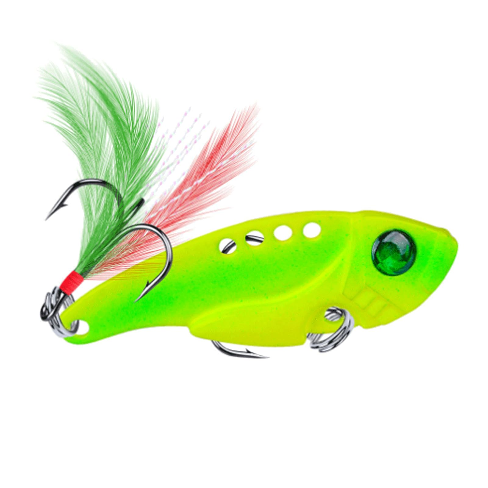 IvyLoutish Fishing Lure Bait Fishing Bait Spoon for Pike 55mm 11g with Treble Hook and Feather Metal Hard Bait Vib Bait Fishing Tackle Lures Fishing Tackle