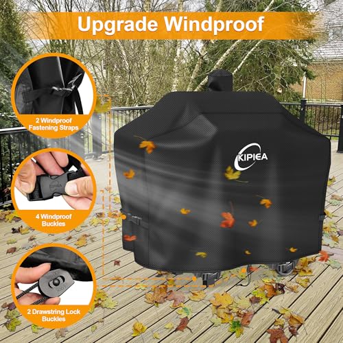 Image of Kipiea 600D Heavy Duty Pellet Grill Cover for Camp Chef SmokePro 24 Series, Waterproof Wood Pellet Smoker Cover with Windproof Buckles, UV Resistant, No Tear, No Fading