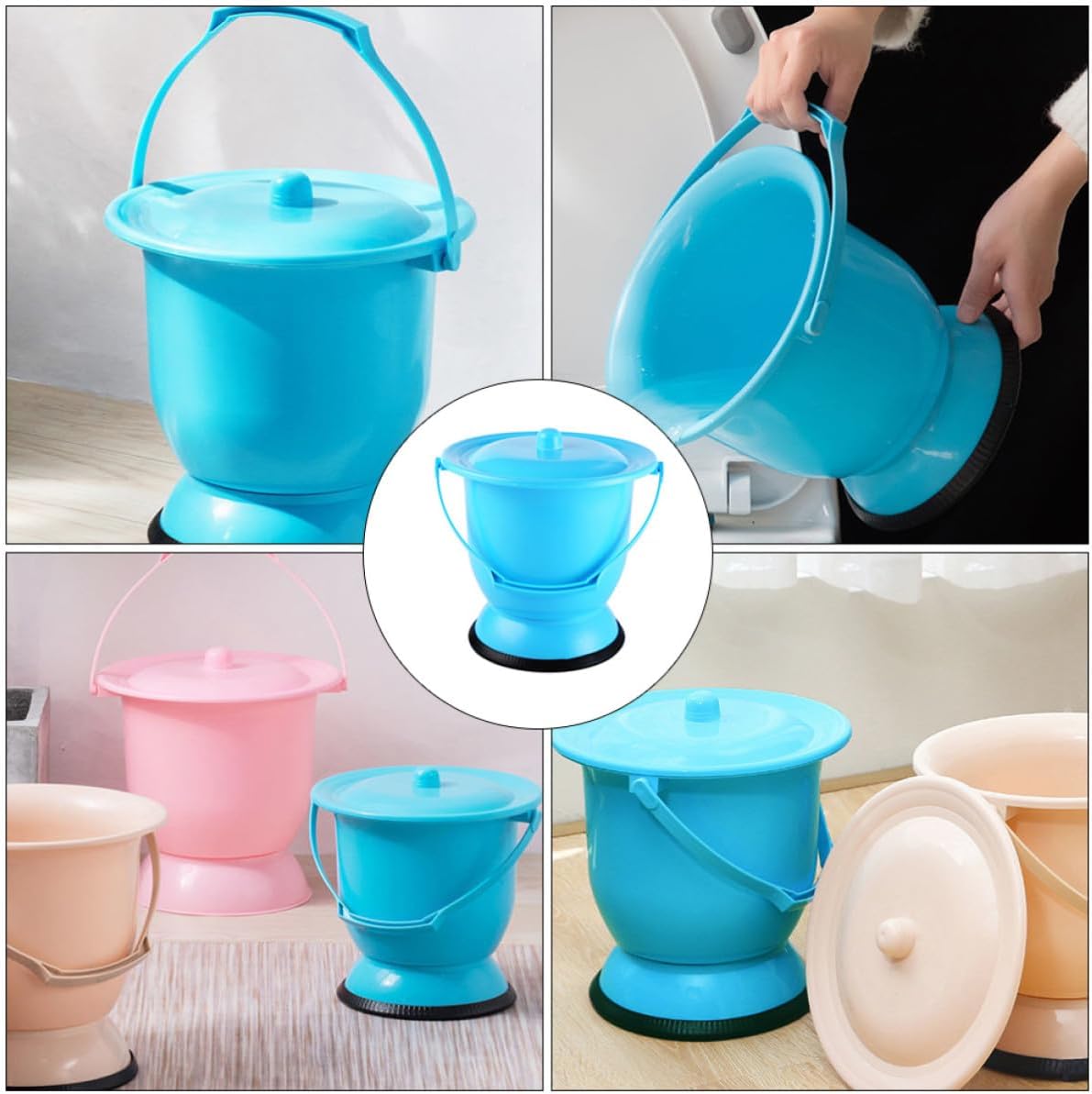 Portable Plastic Bedpan with Lid for Home Use, Easy to Clean Urination Device for Pregnant Women, Lightweight and Sturdy Potty for Travel and Daily Use
