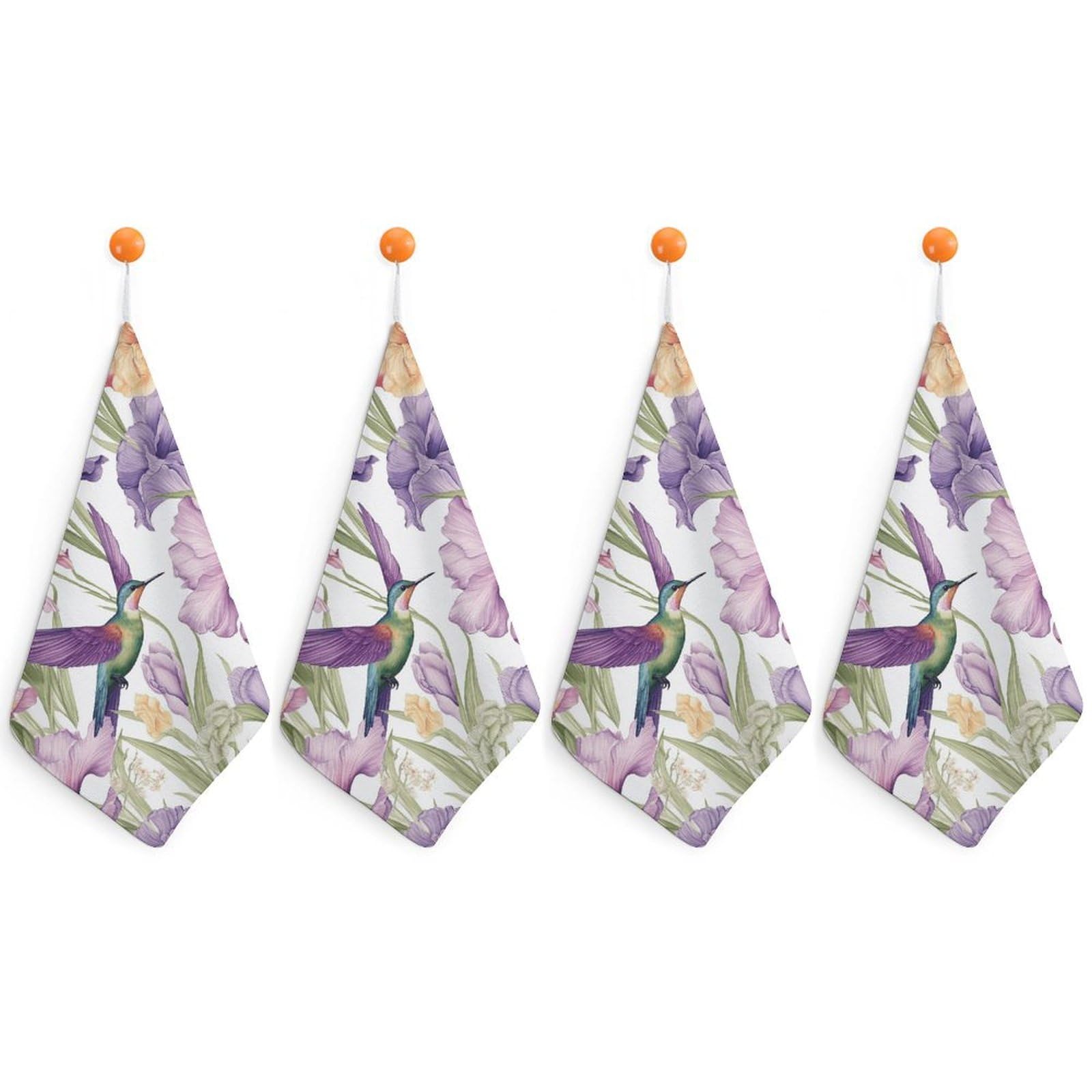 VstaDank Hummingbirds Irises Flowers Hand Towel Skin Friendly Face Towel Machine Washable Washcloth Reusable Makeup Remover Cloth Soft Feel Fingertip Towels Multi-Purpose Wash Cloth for Bathroom