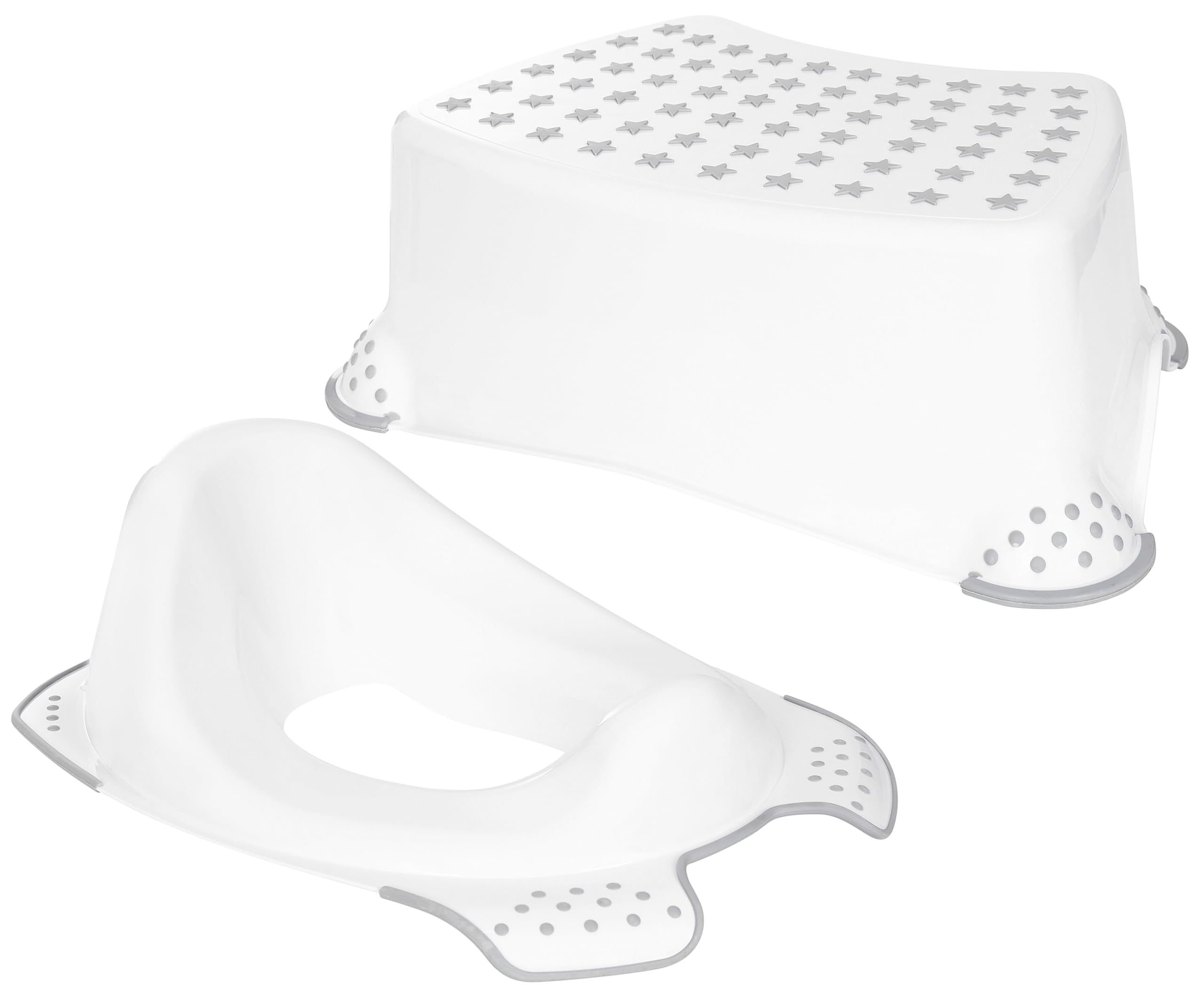 Babycurls Little Journey Toilet Training Kids Non Slip Up Step Stool + Toilet Training Seat Combo Unisex White For Safe Toddler Loo Potty Training in The Bathroom And Home