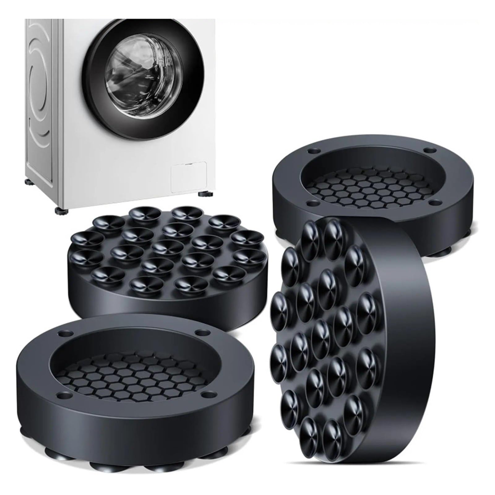 HIZON 4 Almohadillas for pies de Lavadora antivibración.(Black-4PCS)
