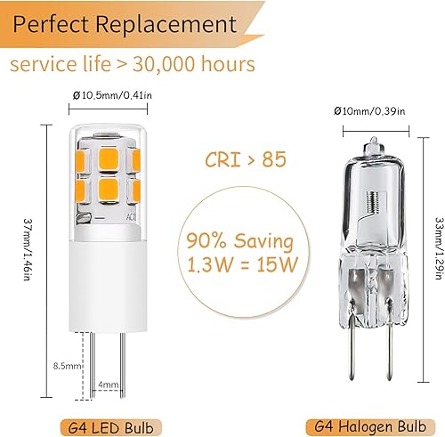 Miniatura 2 de I-SHUNFA Bombilla LED G4 CA 120V Blanco Cálido Paquete de 10